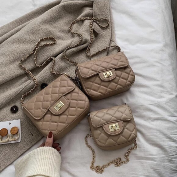 Chic PU Leather Chain Flap Satchel /Multiple colors available/3 Sizes - Picture 11 of 12